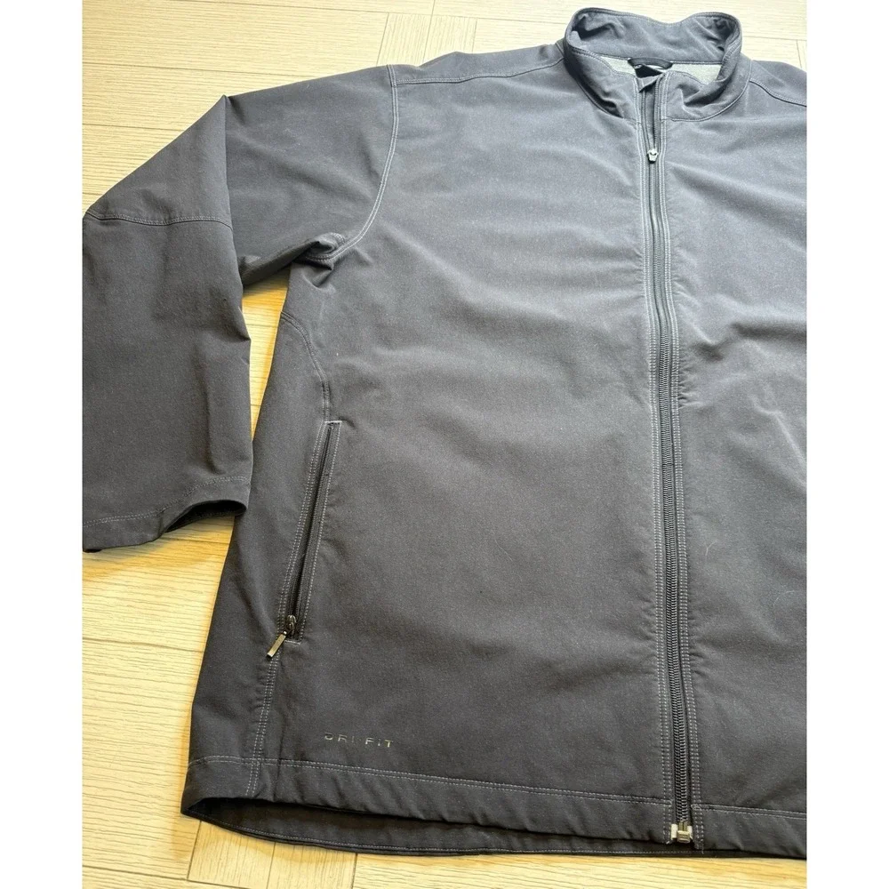 Nike Men Dri Fit Softshell Full‎ Zip Jacket XXL Black Gray Outdoor Weatherproof